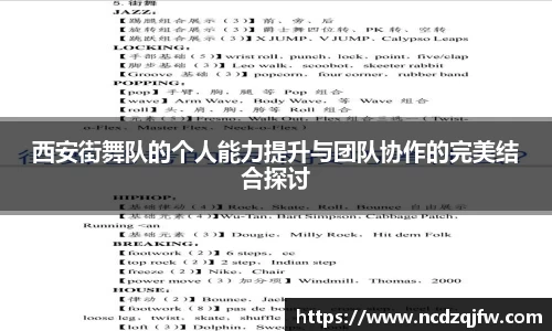 西安街舞队的个人能力提升与团队协作的完美结合探讨